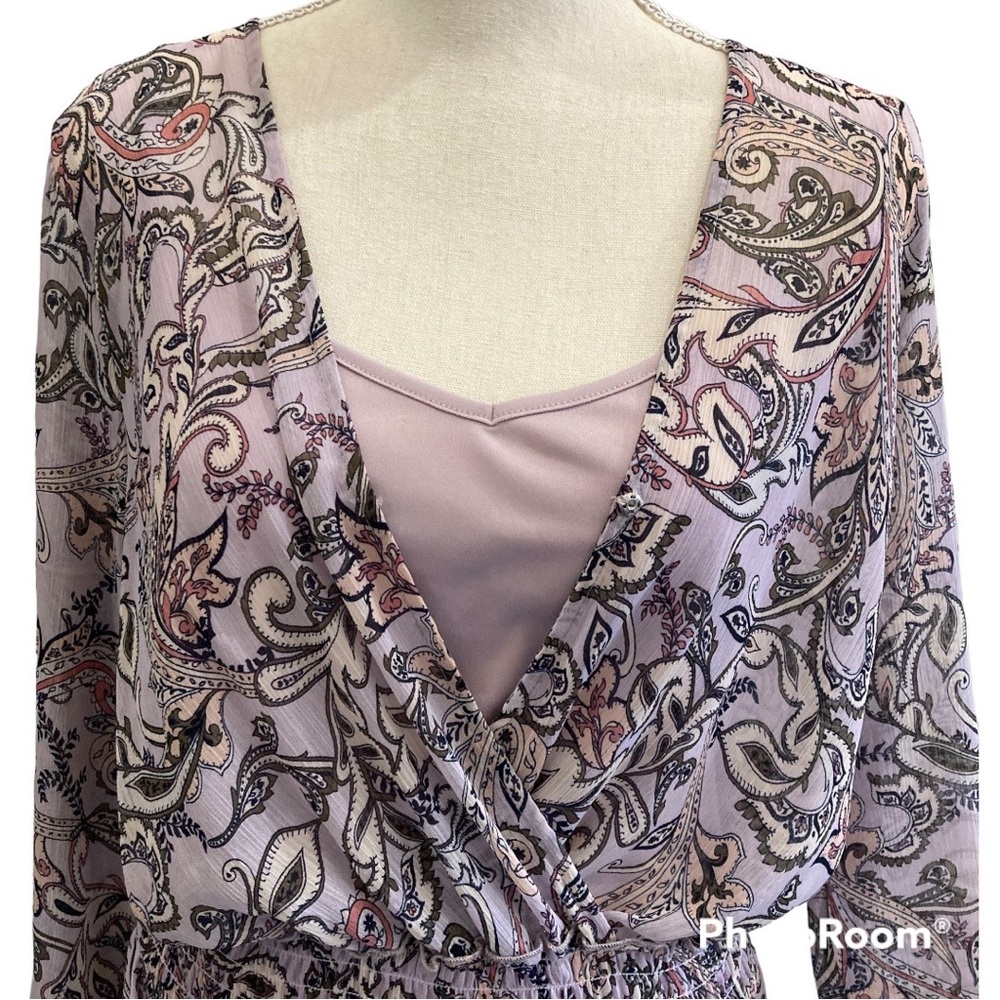 Est. 1946 Paisley Sheer Handkerchief Hem Dress with Matching Slip - Picture 6 of 8
